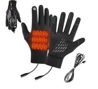 USB Heated Gloves, Screen Touch Thermal Winter Heating Mitts, Waterproof Cold Weather Electric Gloves for Running, Fishing, Cycling, Commuting, Hiking, Outdoor Activities, Daily Wear, Black