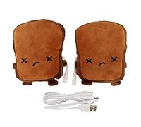 USB Heated Gloves Winter Cute Cartoon Bread Shaped Fingerless Hand Warmer Gloves for Women Kids Soft Acrylic Fiber USB Powered Warm Keeping Fast Heating Safe To Use