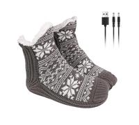 USB Heated Socks For Women Men | 5V USB Powered, Plush Fleece Lining | Electric Foot Warmer For Home Office Travel | Thermal Slipper Socks with Anti-Slip Bottom | Winter Warmth Gift