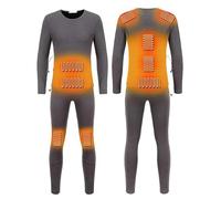 USB Heated Thermal Underwear Set for Men Women, Men's Heating Trousers and 9 Heating Zones Warmer Fleece Line Base Layer,Grey,4XL