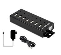 USB Hub 2.0 in Industriequalität mit Netzteil, USB-Hub 2.0/1.1 7-Port USB 2.0 Verteiler Adapter mit einzelnen LED-Anzeigen, Datenhub für Raspberry Pi, PC, Notebook