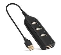 USB Hub 4 Puertos 2.0, Negro con Cable Micro 4 Puertos Distribuidor Multi Hub Splitter Power para computadora PC
