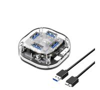 USB Hub 4 Puertos 7 Puertos USB3.0 Divisor de Velocidad con Puerto de alimentación USB Compatible con Adaptador OTG para Ordenador portátil(Round 4 Ports 100cm)