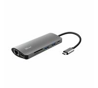Trust Dalyx Adaptador Multipuerto USB-C 7 en 1 USB-C, 2 USB-A HDMI Ethernet | Lector de Tarjetas con Ranuras para Tarjetas SD y Micro-SD, Ordenador Portátil/Macbook/PC/Chromebook