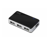 USB 2.0, 4-Port Hub, 4x USB A/F, 1x USB Bmini/F incl. USB A/M to mini5P cable, black