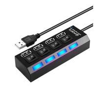 USB Hub, Multi-Port Data Splitter, ABS Multipurpose Hub with Independent Button, Ideal para el trabajo remoto, Co-Working Space, Home Office, Photography, Setup, Travel, and Everyday Use