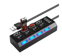 USB Hub - Multi-Port Data Splitter | Compact Anti-Slip USB Hub with Independent Button for Remote Work Game Setup Studio Travel Classroom Co-Working Space Photography Video Expansion Adapter