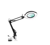 USB LED Desk Lamp with 10x Magnifying Glass 5 Color Mode Adjustable Brightness for Skin Care/DIY/Precision Repair/Reading(Black-Short)