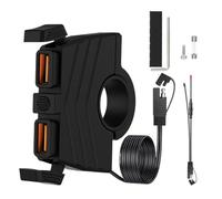 USB Motorcycle Charger, Waterproof Phone Charging Port, Handlebar Mounted Fast Charge Adapter, Mobile Power Supply Unit, Charger with Compact Design, Use for Scooters and Bikes