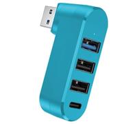 USB Multiport, 4 Port Hub, Rotatable USB Expander, 1.65x1.69x0.70 Inches Compact Sturdy Portable High Speed Adapter Station for Laptop, Pc, Car and Gaming Accessory