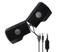 USB Plug-In Computer Speakers, 2W+2W Stereo Clip-On Mini External Speakers with 40mm NdFeB Units, Rich Bass and Volume Control for Laptop Desktop Monitors Office or Home Audio Use