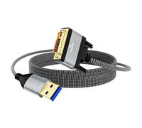 USB portátil a DVI para cable de vídeo 2m gris diseño USB portátil | Conector macho DVI, compatibilidad con laptop, expansión, conexión perfecta y reproducción