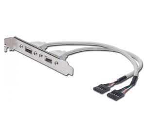 USB Slot Bracket cable, 2x type A-2x5pin IDC F/F, 0.25m, USB 2.0 compatibel, be