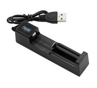 USB Smart Lithium para cargador de batería Single Slot Indicador LED de alta corriente Protección de carga de goteo Negro Adaptador de Reino Unido (tanque único)