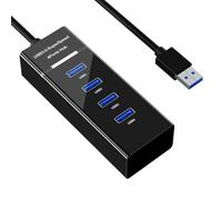USB Splitter 4-Port Hub, High-Speed USB 3.0 Expander for PC Laptop, Multiple Device Connection for Flash Drive External Hard Drive and Office Desktop Accessories 14 x 10 x 10 cm