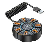 USB Splitter Cable, 7-Port USB Hub Adapter, Type-C Power Supply, High-Speed Data Transfer, Multi-Functional Expansion, Portable for Keyboard, Flash Drive, Laptop, PC