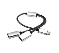 USB Splitter, Data Charger Cord, 2 in 1 Adapter Hub, 12.99in Portable Expander Dock, Compact Connection Tool for Camera, Keyboard, PC, Desktop, Laptop, Office Setup, Travel Use