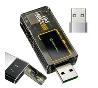USB Tester USB Voltage And Current Meter - 180 Degree Rotatable Display Voltage Current Power Capacity Temperature Monitor VA Color Screen Fast Charging Detector Type C