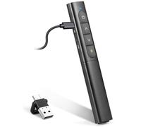 USB/Tipo-C 2 en 1 Pasador Diapositivas Recargable Mando Ordenador Powerpoint, Hipervínculo Volumen Presentador Inalambrico Puntero Presentaciones para Mac iPad Computadora Portátil