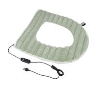 USB Toilet Warmer, Flannel Heated Seat Pad, Soft Washable Bathroom Cushion, Adjustable Heat with USB Power for Winter Use in Dorms, Apartments, Homes, or Cold Weather Travel, Green