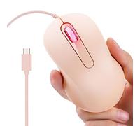 USB Wired Mice - Silent Ergonomic Computer Mouses with Anti Slip Grip | Plug and Play Accessory for Laptop Desktop Home Gamings School Work Men Women Comfortable, Black Purple Pink 10.9x6.5x3.8cm