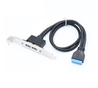 USB3.0 a 20PIN Panel posterior para PC Placa madre de computadora con cable Convertidor 50CM (negro)