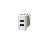 USB3.0 - Fuente de alimentación USB (3 A, 2 salidas, conector tipo A y tipo C, compatible con Vimar Plana), color blanco