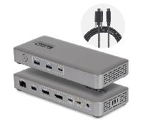 StarTech Docking Station USB4 USB-C Universal sin Controladores de 2 Monitores para macOS/Windows - con Carga de 100W para Portátiles y Red Ethernet de 2,5GbE