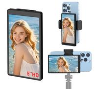 USBERG Pantalla de monitor selfie de 5 pulgadas con clip magnético, monitor selfie con control remoto Bluetooth para iPhone Vlog, monitor de cámara trasera de baja latencia para transmisión en vivo de