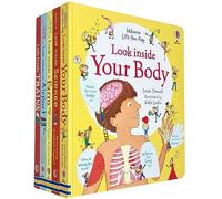 Usborne Lift the Flap Look Inside 5 Books Collection Set(Your Body, Science, Farm, Airport & Trains)