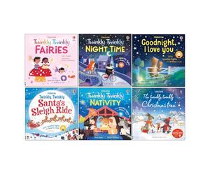 Usborne Twinkly Twinkly Collection 6 Books Set by Sam Taplin (Twinkly Twinkly Fairies, Night Time, Goodnight I Love You, Santa's Sleigh Ride, Nativity Book, Christmas Tree)