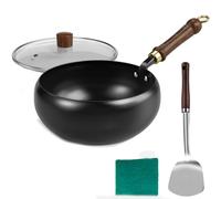 Usceshonn Iron Pot, 9/10/11in Handmade Hammered Large Belly Pot, With Glass Cover, Triple Stainless Steel For Cooking, Stewing(smooth surface,28cm)