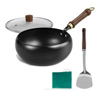 Usceshonn Iron Pot, 9/10/11in Handmade Hammered Large Belly Pot, With Glass Cover, Triple Stainless Steel For Cooking, Stewing(hammer pattern,28cm)
