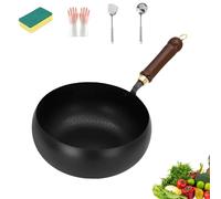 Usceshonn Iron Pot, Handmade Hammered Large Belly Pot, 20/24/26/28/30 cm Frying Pan Made of High Purity Iron, Pans forzados a mano, sartén sin recubrimiento para cocinar (sin tapa, 20 cm)