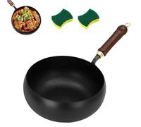 Usceshonn Iron Pot, Uncoated Thick Iron Pot with Lid, Triple Stainless Steel, Large Capacity & Deep, Multi - Purpose for Baking, Cooking, Stewing (10.24inch,No lid)