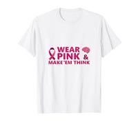Use Pink & Make 'Em Think: Inspiración para la concienciación sobre el cáncer Camiseta, Hombre, Blanco, 4XL