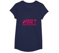 Use Pink & Make 'Em Think: Inspiración para la concienciación sobre el cáncer Camiseta, Niñas, Azul Marino, Pequeña