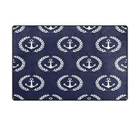 Use7 Alfombra Azul Marino con diseño de Ancla para Sala de Estar o Dormitorio, Tela, 50 x 80 cm(1.7' x 2.6' ft)