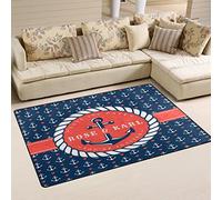 Use7 Alfombra de Boda náutica Anclaje Amor Alfombra Antideslizante Alfombrilla de Suelo felpudos para niños Sala de Estar Dormitorio, Tela, 100 x 150 cm(3' x 5' ft)