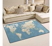 Use7 Alfombra de mapa del mundo vintage, antideslizante, para salón, dormitorio, 100 x 150 cm