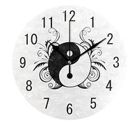 Use7 Reloj de pared de acrílico redondo con diseño de cultura zen china Ying Yang Tao sin tictac, arte para sala de estar, cocina, dormitorio