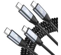 UseBean Cable Espiral USB C a USB C 100W 1M 2 Pack, USB 3.2 Gen2x2 20Gbps Cable de Carga Espiral Retráctil,Cable en Tipo C Monitor Vídeo 4K para iPhone 15,MacBook,iPad Pro Air,Galaxy S24 Ultra