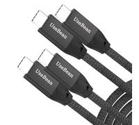 UseBean Cable USB C a USB C 100W 3M (2 Pack), USB 3.2 Gen2 20Gbps Tipo C Cable de PD Carga Rápida Transmisión de Vídeo 4K@60Hz,para iPhone 15 Plus Pro Max,MacBook,iPad Pro,Galaxy S24/Ultra/S23
