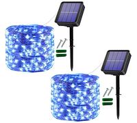 Useber Guirnalda Luces Exterior Solar,2 Pack 120LED 12M Cadena de Luces Decorativas,IP65 Impermeable 8 Modos,Guirnaldas Luminosas para Interior,Balcón,Jardines,Fiesta, Navidad (Azul)