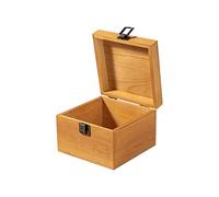 Useekoo Caja de almacenamiento de madera vintage con tapa con bisagras y cierre frontal, caja de recuerdo pequeña de 5.5 x 5.5 x 3.9 pulgadas, cajas de madera rústica para manualidades, pasatiempos de