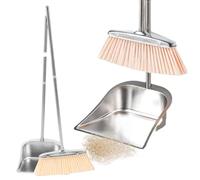 usefulbeauty Escoba con recogida de polvo conjunto | Escoba ajustable para exterior - Herramienta de limpieza de suelo de acero inoxidable para el hogar, sala de estar, dormitorio, oficina