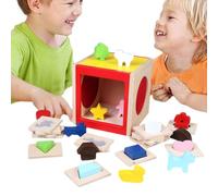 usefulbeauty Juego de clasificación de formas de madera para niños pequeños a partir de 12 meses, juego de asignación de formas de percepción sensorial de madera, juego de mesa, juguete educativo
