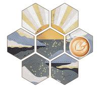 usefulbeauty Kits de Manualidades para Adultos, Posavasos con Pintura de Gemas | Kit de Manualidades Hecho a Mano con tapete para Tazas, Kit de Mosaico,Kit de artesanía de Posavasos de de Paisaje con