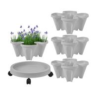 usefulbeauty Maceta Apilable | Maceta para Fresas Apilable Vertical | Soporte con Bandeja Extraíble y Ruedas para Macetas de Flores y Exhibición de Hortalizas Suculentas