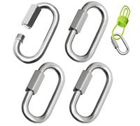 usefulbeauty Mosquetón de Escalada - Gancho de Acero Inoxidable con Cierre Giratorio Resistente,4 Piezas Mosquetón en Forma D Resistente para Montañismo - para Excursiones Aire Libre Tienda Mochila